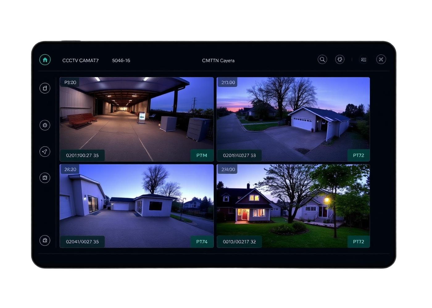 Local Cam multi-camera grid view showing four live CCTV feeds